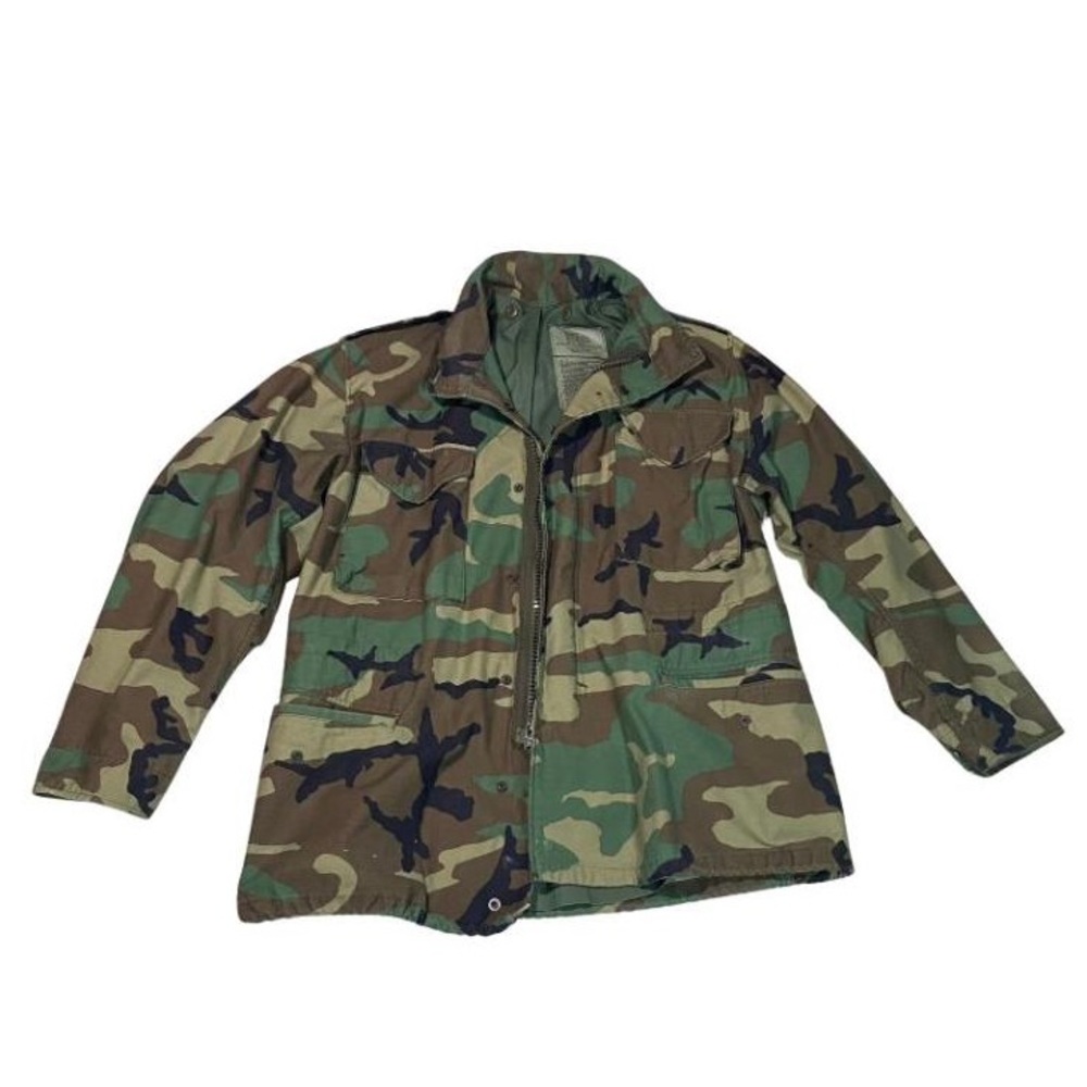 Men's Vintage GOLDEN Mfg Woodland Camouflage Cold Weather Army Field Coat